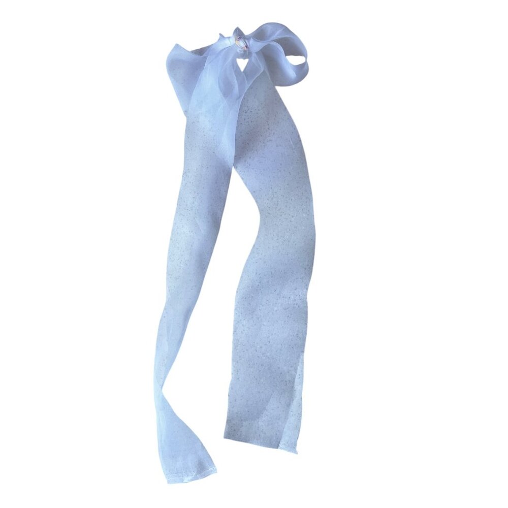 100% Organza Silk Bows With Long Tails Set of 15 White 4 Balloons Showers etc - Picture 13 of 15